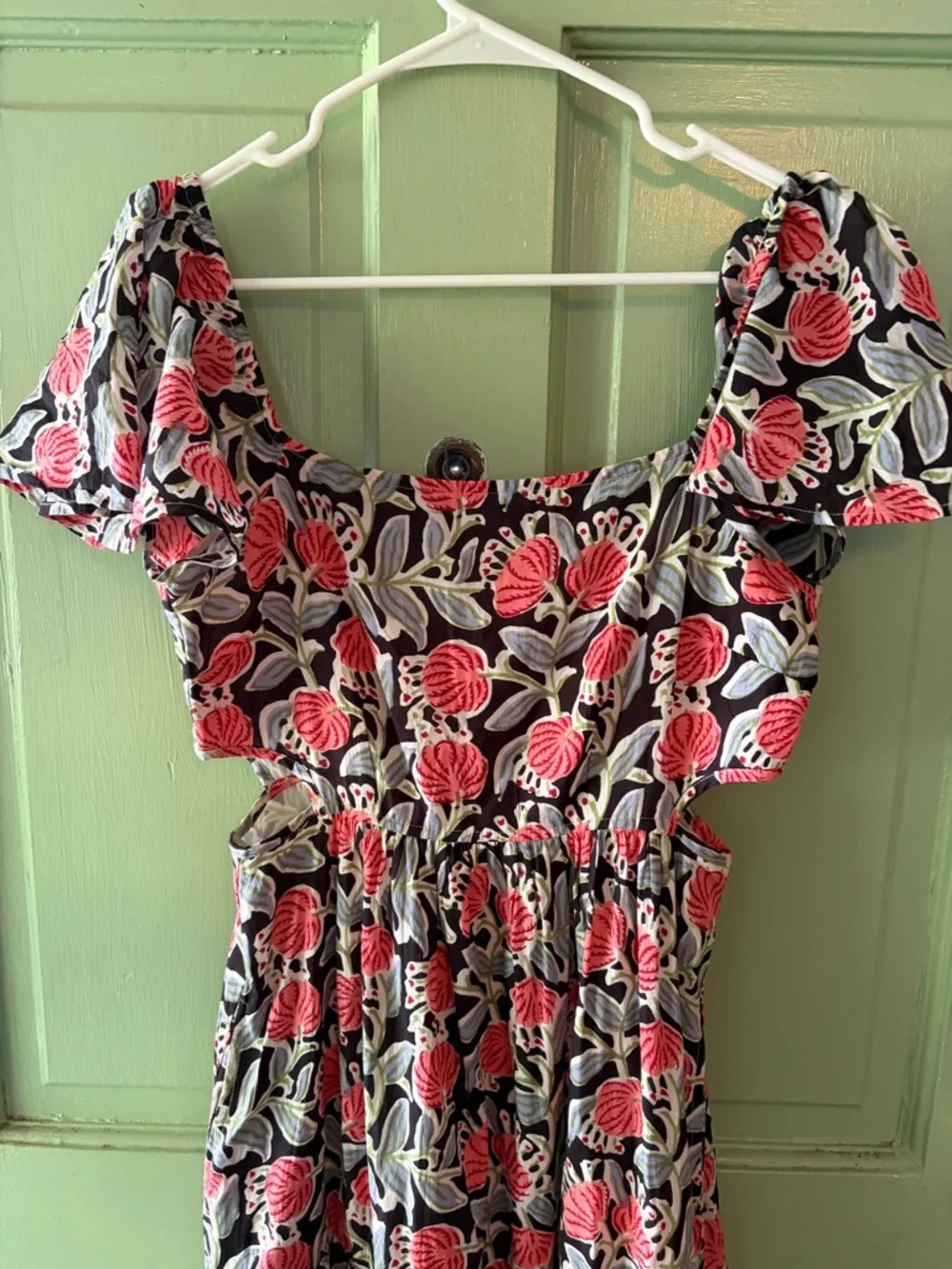 THML Ivory Floral Tiered Maxi Dress with Multicolor Blooms